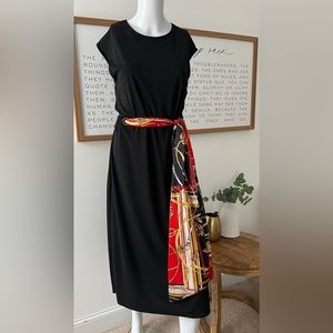 Zara basics black dress with belt.